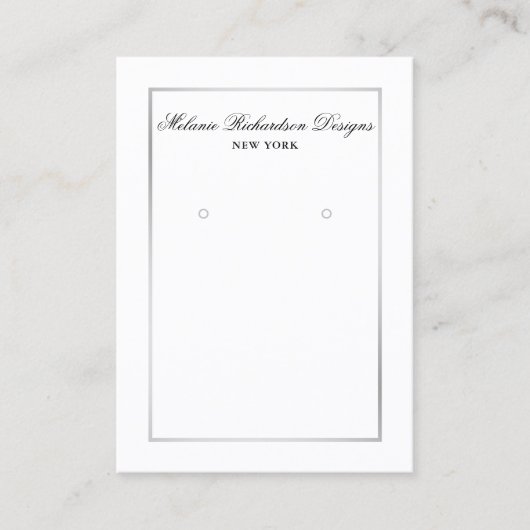Moderne elegante Silver Frame Earring Display Card Visitenkarte (Vorderseite)