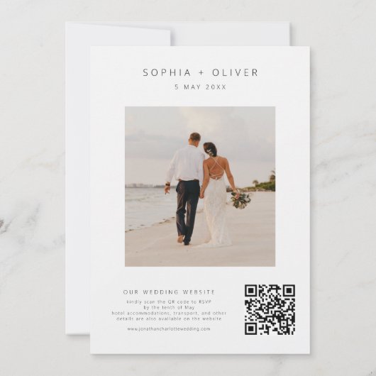 Moderne elegante Silver Gray All-in-One Hochzeit I Einladung (Rückseite)