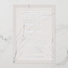 Moderne elegante Silver Gray Floral Wedding Folieneinladung