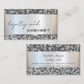 Moderne Elegante, Silver Sequins Stripe Loyalty Ca Treuekarte (Vorne/Hinten)