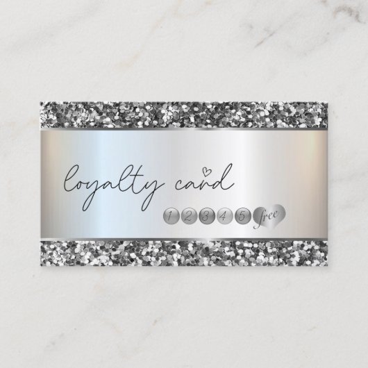 Moderne Elegante, Silver Sequins Stripe Loyalty Ca Treuekarte (Vorderseite)