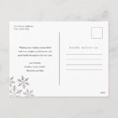 Moderne elegante Silver Snowflakes Business Feiertagspostkarte (Rückseite)
