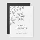 Moderne Elegante Silver Snowflakes Business Holida Magnetkarte (Vorne/Hinten)
