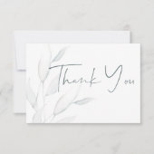 Moderne Elegante Silver Winter Blätter Wasserfarbe Dankeskarte (Vorderseite)