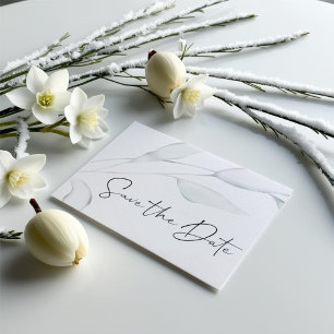 Moderne Elegante Silver Winter Blätter Wasserfarbe Postkarte