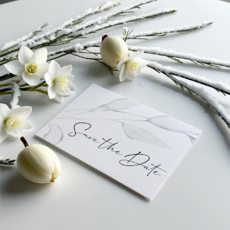 Moderne Elegante Silver Winter Blätter Wasserfarbe Postkarte