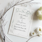 Moderne Elegante Silver Winter Blätter Wasserfarbe Save The Date