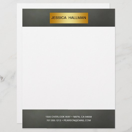 Moderne Elegante Simple Gold Bar Briefbogen (Vorne/Hinten)