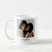 Moderne Elegante Sisters Foto Script Typografy Kaffeetasse (Links)