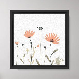 Moderne elegante skandinavische Blumenkunst Leinwanddruck