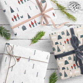 Moderne elegante skandinavische Familie Blue Red B Geschenkpapier Set