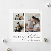 Moderne elegante Skript-3-Foto-Collage Weihnachten
