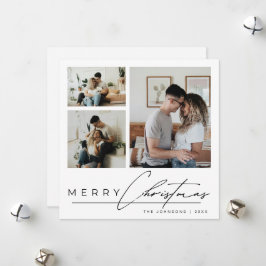 Moderne elegante Skript-3-Foto-Collage Weihnachten