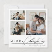 Moderne elegante Skript-3-Foto-Collage Weihnachten (Vorderseite)