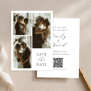 Moderne elegante Skript 3 Foto Minimalistische Hoc Save The Date