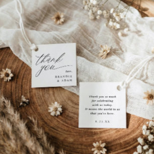 Moderne elegante Skript Dankeschön-Hochzeit Geschenkanhänger