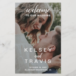 Moderne elegante Skript-Foto-Budget-Hochzeitsprogr Flyer