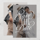 Moderne elegante Skript-Foto-Hochzeit Save The Date (Vorne/Hinten)