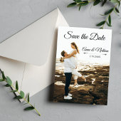 Moderne elegante Skript-Foto-Hochzeit Save The Date