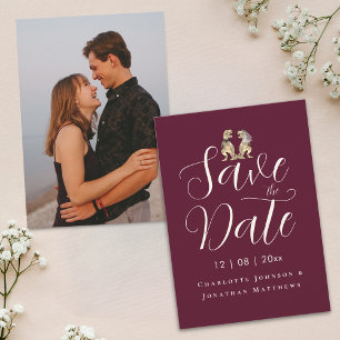 Moderne elegante Skript-Foto lustige Dinosaurier-H Save The Date
