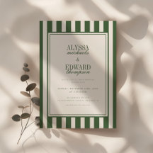 Moderne elegante Skript gestreifte grüne Hochzeit