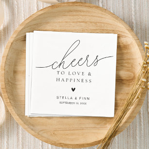 Moderne elegante Skript Hochzeit Cheers Serviette
