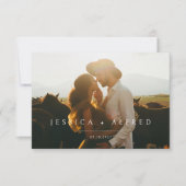Moderne elegante Skript-Hochzeitsfoto horizontal Save The Date (Vorderseite)