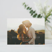 Moderne elegante Skript-Hochzeitsfoto horizontal Save The Date (Stehend Vorderseite)