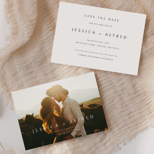 Moderne elegante Skript-Hochzeitsfoto horizontal Save The Date