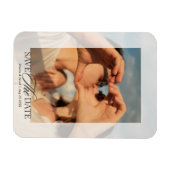 Moderne elegante Skript Hochzeitsfoto  Magnet (Horizontal)