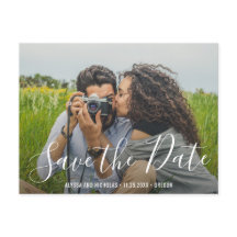 Moderne elegante Skript Hochzeitsfoto 'Save the Da