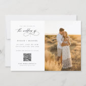 Moderne elegante Skript-QR-Code-Foto-Hochzeit Einladung (Rückseite)