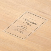 Moderne elegante Skript-Ruhestandsfeier Acryleinladungen (Ablage )