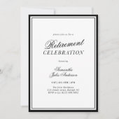 Moderne elegante Skript-Ruhestandsfeier Einladung (Vorderseite)