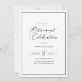 Moderne elegante Skript-Ruhestandsfeier Einladung (Vorderseite)