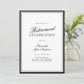 Moderne elegante Skript-Ruhestandsfeier Einladung (Stehend Vorderseite)
