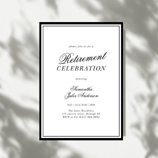 Moderne elegante Skript-Ruhestandsfeier Einladung