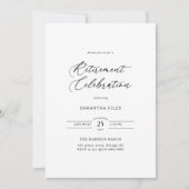 Moderne elegante Skript-Ruhestandsfeier Einladung (Vorderseite)