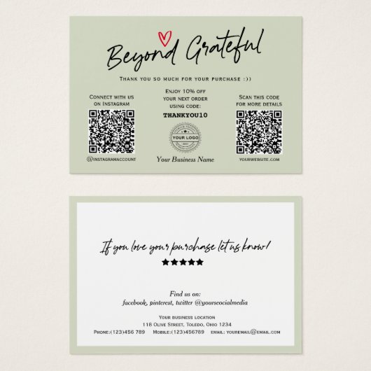Moderne elegante Skript trendy QR Code Geschenkkar (Vorne & Hinten)