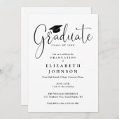 Moderne elegante Skriptabiturpartei Einladung (Vorne/Hinten)