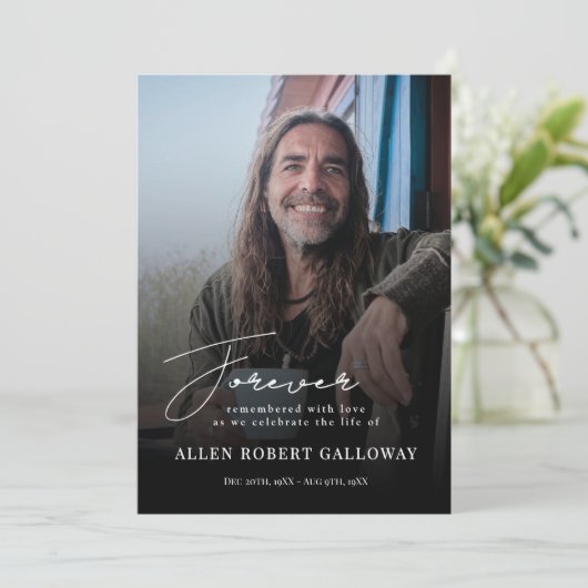 Moderne, elegante Skriptbeerdigung Programm (Stehend Vorderseite)