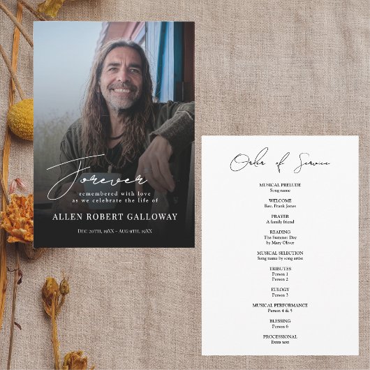 Moderne, elegante Skriptbeerdigung Programm