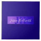 Moderne elegante Skriptbezeichnung & Monogram Ombr Fliese (Vorderseite)