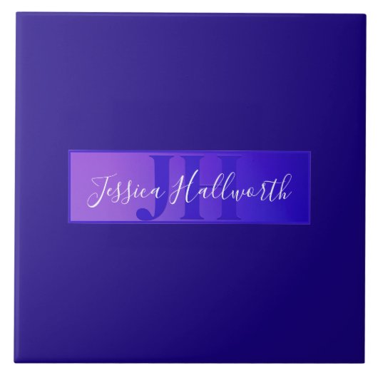 Moderne elegante Skriptbezeichnung & Monogram Ombr Fliese (Vorderseite)