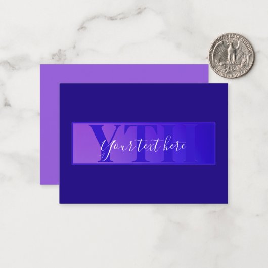 Moderne elegante Skriptbezeichnung & Monogram Ombr Mitteilungskarte (Vorderseite/Rückseite Beispiel)