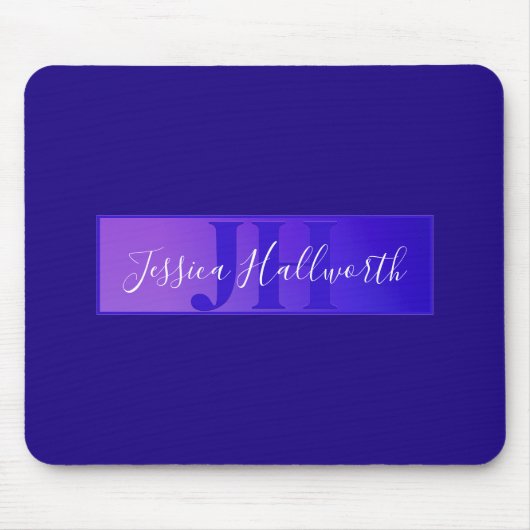 Moderne elegante Skriptbezeichnung & Monogram Ombr Mousepad (Vorne)