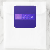 Moderne elegante Skriptbezeichnung & Monogram Ombr Quadratischer Aufkleber (Tasche)