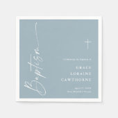 Moderne, elegante Skriptdusty Blue Boys Taufe Serviette (Vorderseite)