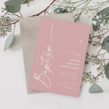 Moderne, elegante Skripte Dusty Pink Girls Taufe