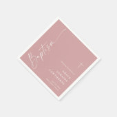 Moderne, elegante Skripte Dusty Pink Girls Taufe Serviette (Ecke)